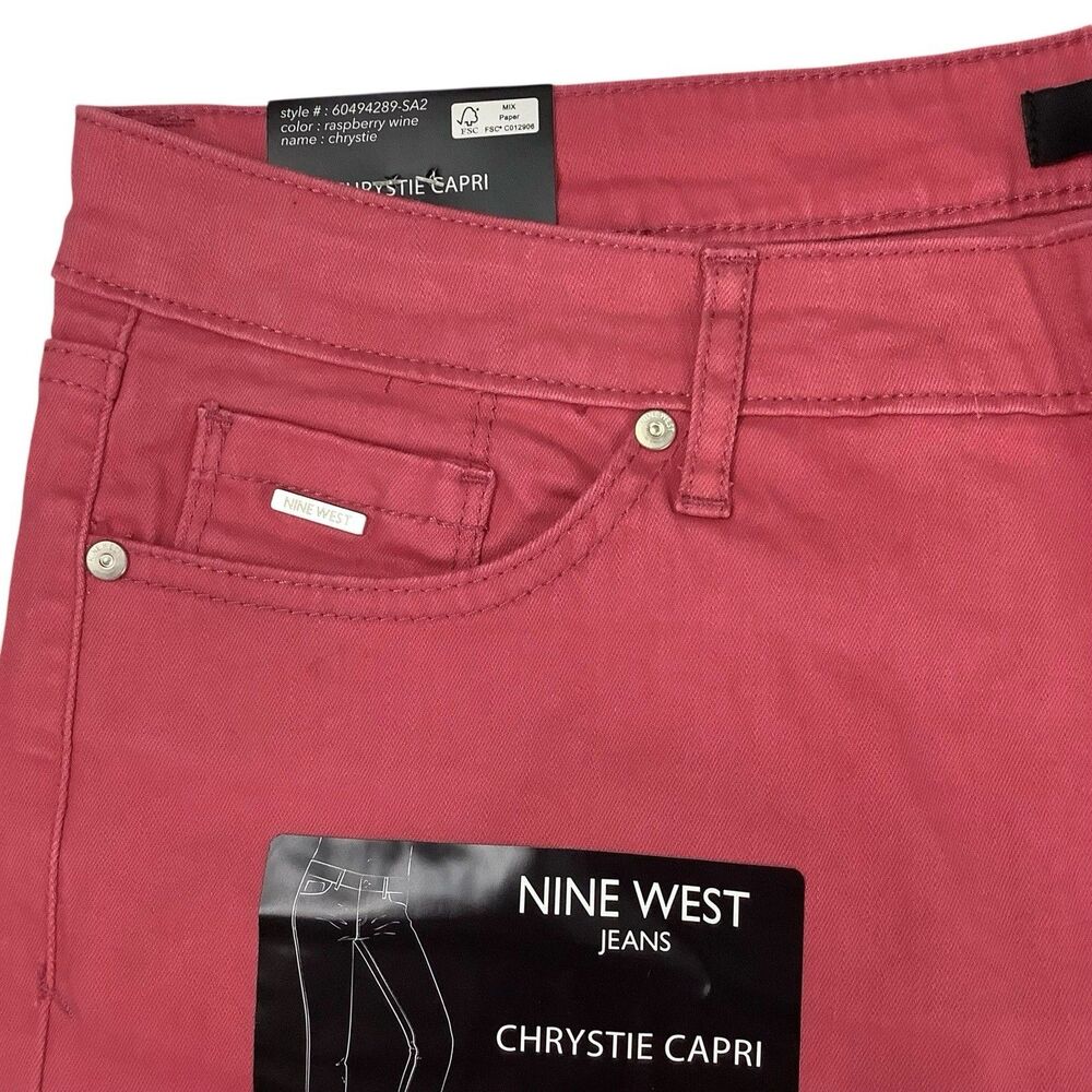 Nine West Chrystie Pink Capri Pants Jeans Women Size 16 36X23 Preppy Coastal - Picture 14 of 16